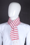 Cherry Red and White Striped Muffler