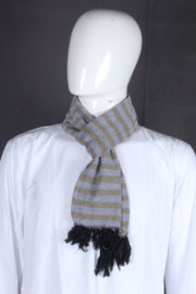 Coin Grey and Peanut Brown Striped Muffler