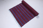 Maroon and Black Shaded Yoga Mat with Blue Stripes