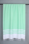 Green Shawl with White Stripes