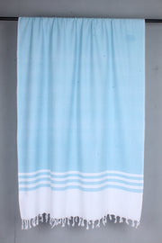 Blue Shawl with White Stripes