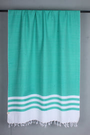 Green Shawl with White Stripes