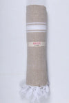 Burlap Brown Ultra Soft Bath Towel with White Stripes