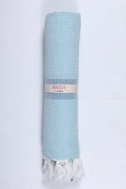 Powder Blue Ultra Soft Bath Towel with Dark Blue Stripes