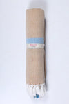 Camel Brown Ultra Soft Bath Towel with Blue Stripes