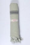 Sage Green Ultra Soft Bath Towel with Black Stripes