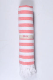 Pastel Red and White Striped Ultra Soft Bath Towel