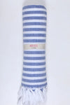 Bright Navy Blue and White Striped Ultra Soft Bath Towel