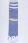 Dazzling Blue and White Striped Ultra Soft Bath Towel