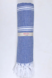 Dazzling Blue Ultra Soft Bath Towel with White Stripes