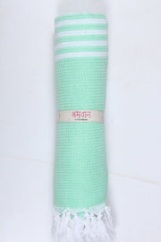 Green and White Striped Ultra Soft Bath Towel