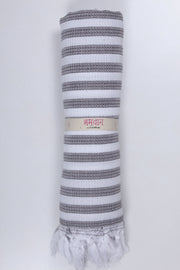Iron Grey and White Striped Ultra Soft Bath Towel