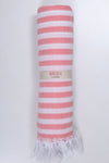Red and White Striped Ultra Soft Bath Towel