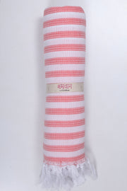 Candy Red and White Striped Ultra Soft Bath Towel