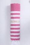 Magenta Ultra Soft Bath Towel with White Stripes