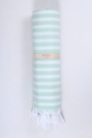 Sky Green Ultra Soft Bath Towel with White Strpes