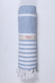 Serenity Blue Ultra Soft Bath Towel with White Stripes