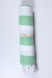 Spring Green and White Striped Ultra Soft Bath Towel
