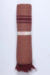 Cinnamon Brown Ultra Soft Bath Towel with Maroon Stripes