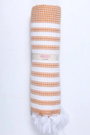 Apricot Orange Ultra Soft Bath Towel with White Stripes