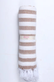 Almond Brown and White Striped Ultra Soft Bath Towel