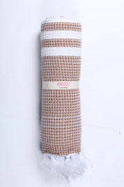 Almond Brown Ultra Soft Bath Towel with White Stripes