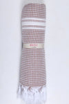 Coffee Brown Ultra Soft Bath Towel with White Stripes