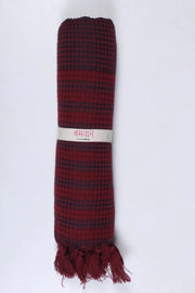 Raisin Red Ultra Soft Bath Towel with Maroon Stripes