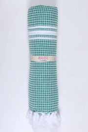 Aqua Green Ultra Soft Bath Towel with White Stripes