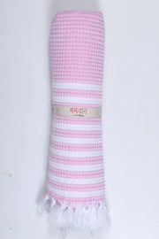 Baby Pink Ultra Soft Bath Towel with White Stripes