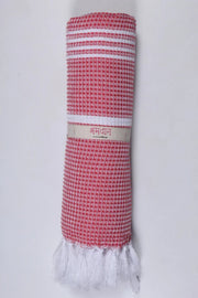 Wine Red Ultra Soft Bath Towel with White Stripes