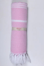 Taffy Pink Ultra Soft Bath Towel with White Stripes