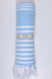 Comic Book Blue Ultra Soft Bath Towel with White Stripes
