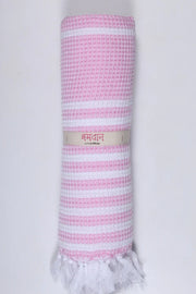 Carnation Pink Ultra Soft Bath Towel with White Stripes