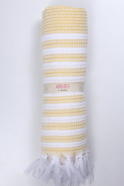 Glowing Moon Yellow Ultra Soft Bath Towel with White Stripes