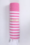Pink Ultra Soft Bath Towel with White Stripes