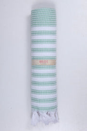 Sea Green Towel with white Stripes