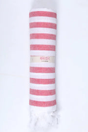 Heliconia Red Ultra Soft Bath Towel with White Stripes