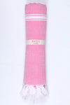 Taffy Pink Ultra Soft Bath Towel with White Stripes