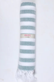 Teal Green Ultra Soft Bath Towel with White Stripes