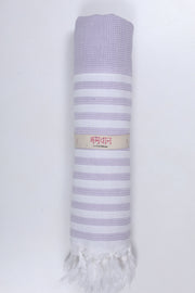 Heather Purple Ultra Soft Bath Towel with White Stripes