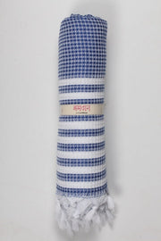 Primary Blue Ultra Soft Bath Towel with White Stripes