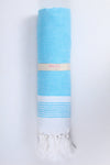 Blue Ultra Light Travel Towel with White Stripes