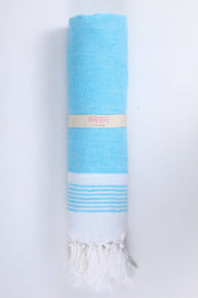 Blue Ultra Light Travel Towel with White Stripes