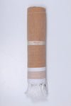 Brown Towel with White Stripes
