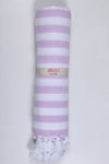 Periwinkle Purple Ultra Soft Bath Towel with White Stripes