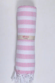 Pearl Pink Ultra Soft Bath Towel with White Stripes