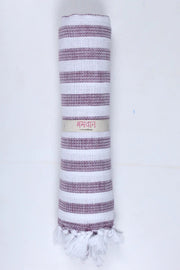 Mauve Purple Ultra Soft Bath Towel with White Stripes