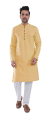 Naples Yellow Full Sleeves Long Kurta with Luppi Button