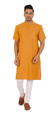 Carrot Orange Half Sleeves Long Kurta